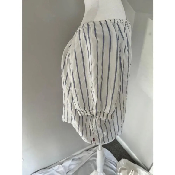 Women's Levi's Off-Shoulder Blue Striped Blouse Size L - Picture 4 of 8